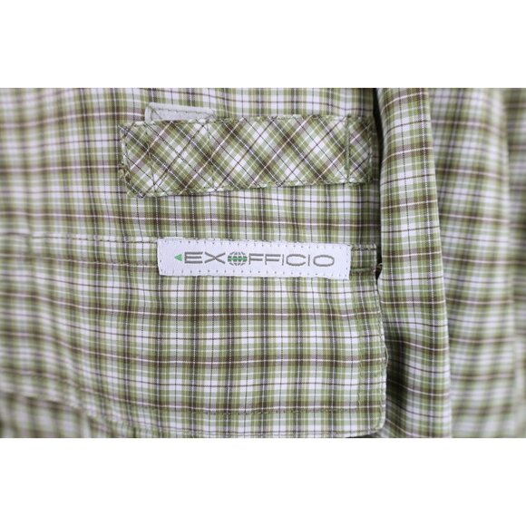 ExOfficio Mens Large Vented Double Pocket Hiking Trekking Button Shirt Plaid - Picture 4 of 16